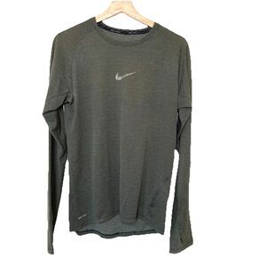 Nike Dri-Fit Running Shirt Green Long Sleeve Thumb Holes Performance Womens M
